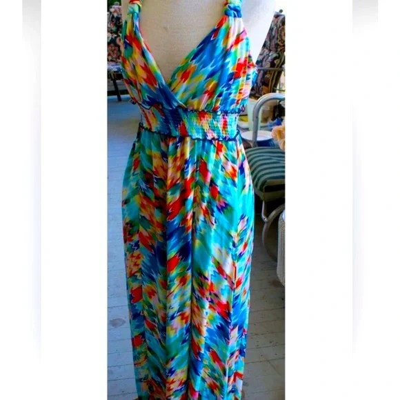 ECI | Dresses | Eci Vibrant Deep V Neck Maxi Dress | Poshmark